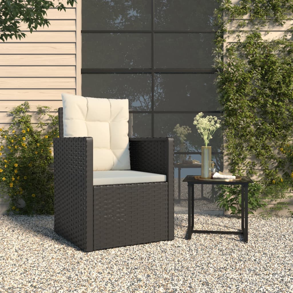 vidaXL Tuinstoel met kussen poly rattan zwart