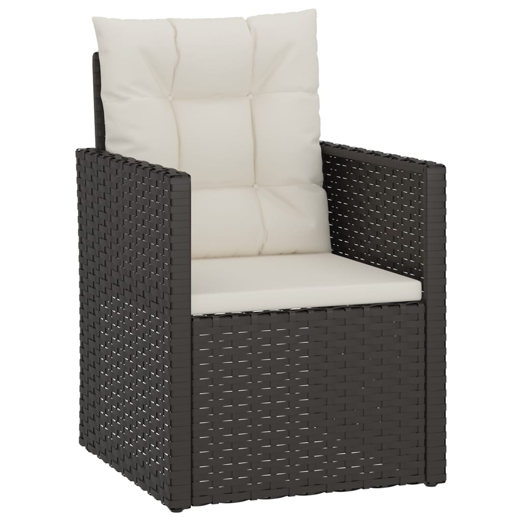 vidaXL Tuinstoel met kussen poly rattan zwart