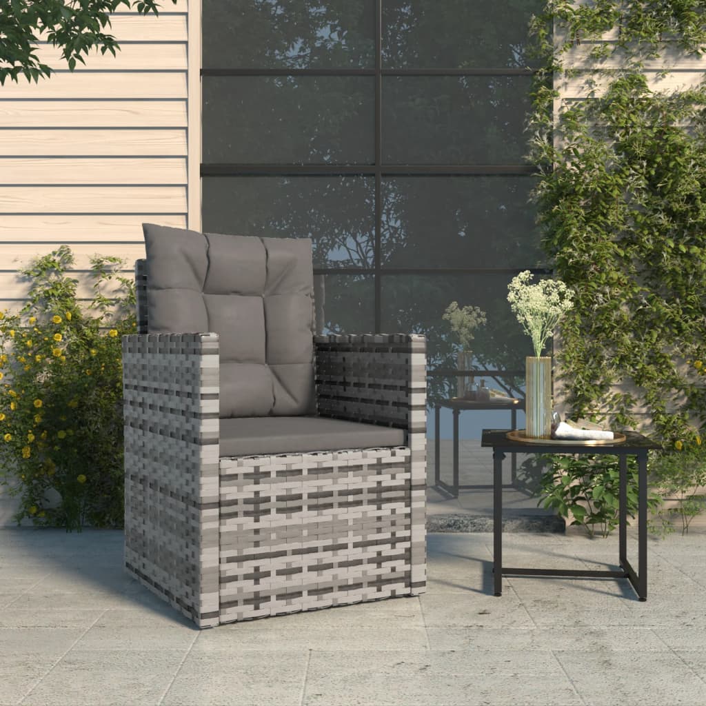vidaXL Tuinstoel met kussen poly rattan zwart