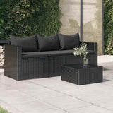 vidaXL Tuinbank 3-zits met kussens poly rattan bruin
