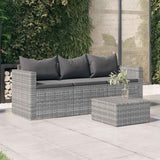 vidaXL Tuinbank 3-zits met kussens poly rattan bruin