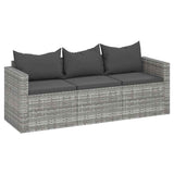vidaXL Tuinbank 3-zits met kussens poly rattan bruin