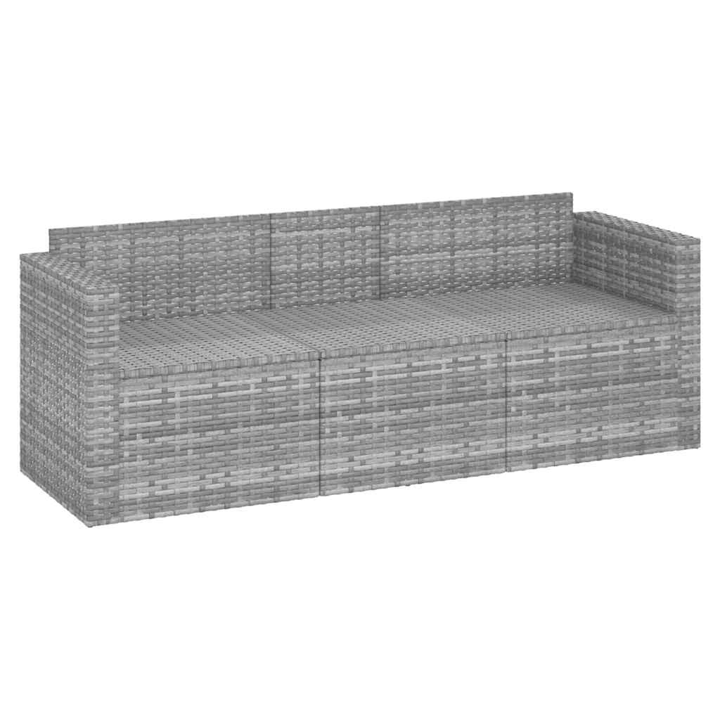 vidaXL Tuinbank 3-zits met kussens poly rattan bruin