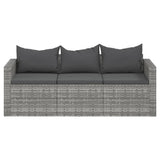 vidaXL Tuinbank 3-zits met kussens poly rattan bruin