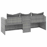 vidaXL Tuinbank 3-zits met kussens poly rattan bruin