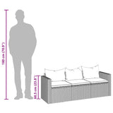 vidaXL Tuinbank 3-zits met kussens poly rattan bruin