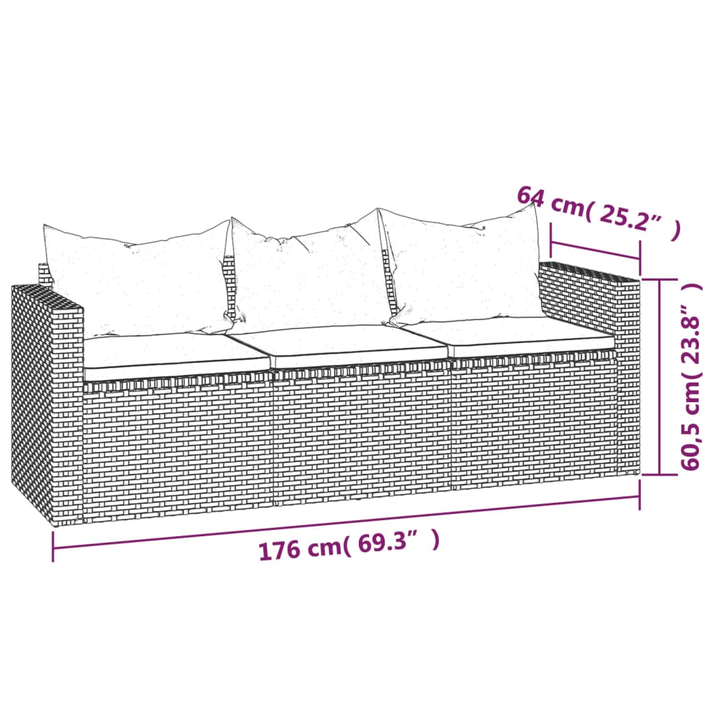 vidaXL Loungeset poly rattan bruin