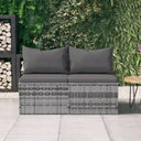 vidaXL Tuinmiddenbanken met kussens 2 st poly rattan zwart