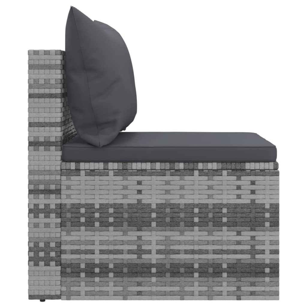 vidaXL Tuinmiddenbanken met kussens 2 st poly rattan zwart