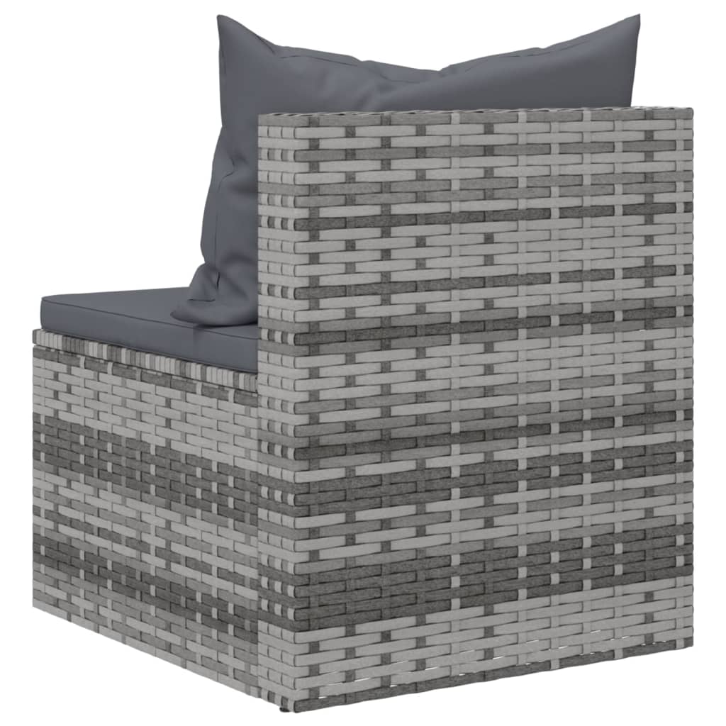 vidaXL Tuinmiddenbanken met kussens 2 st poly rattan zwart