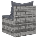 vidaXL Tuinmiddenbanken met kussens 2 st poly rattan zwart