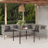 vidaXL Tuinbank L-vormig met kussens poly rattan zwart