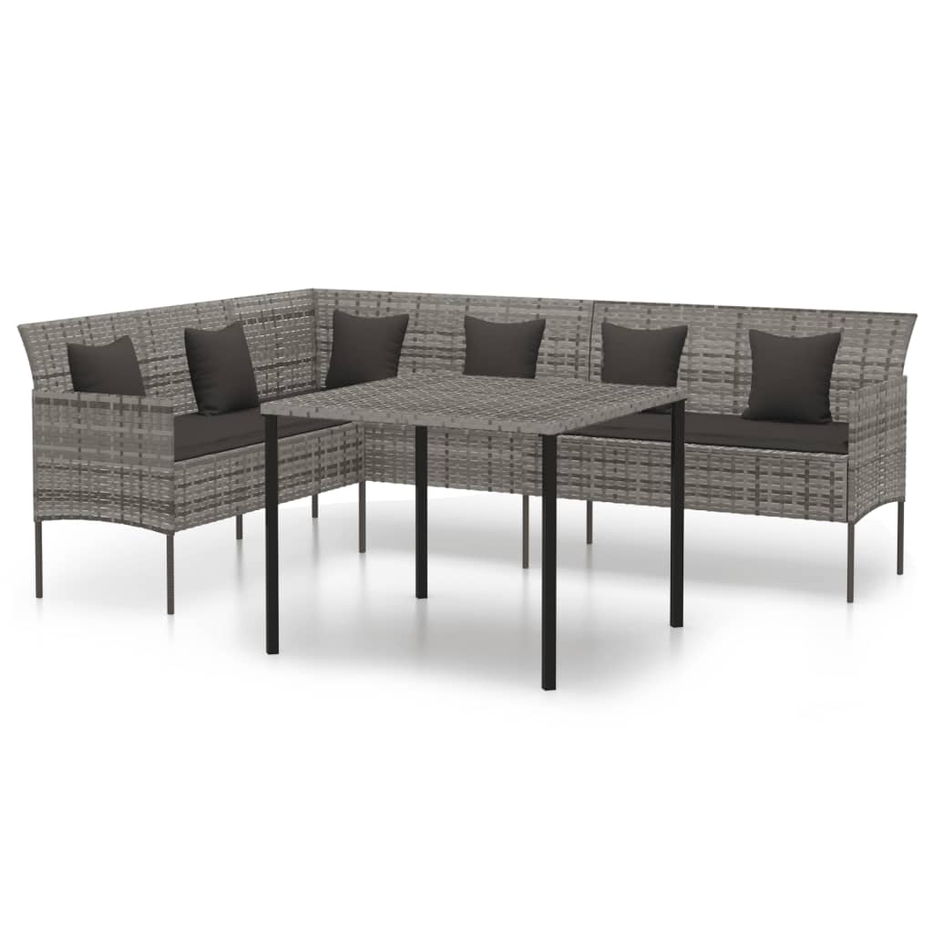 vidaXL 2-delige Tuinset met kussens poly rattan zwart