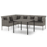 vidaXL 2-delige Tuinset met kussens poly rattan zwart