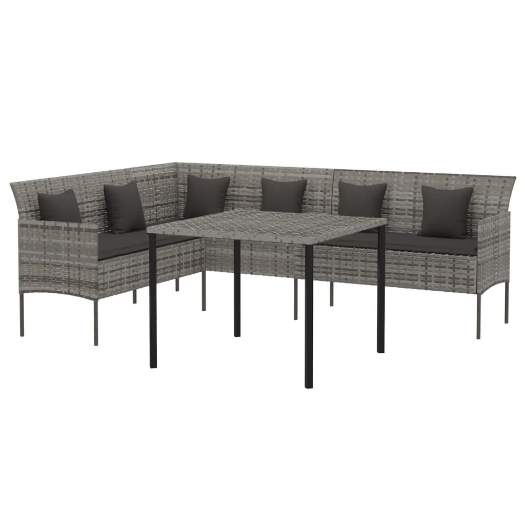 vidaXL 2-delige Tuinset met kussens poly rattan zwart