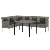 vidaXL 2-delige Tuinset met kussens poly rattan zwart