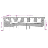 vidaXL 2-delige Tuinset met kussens poly rattan zwart