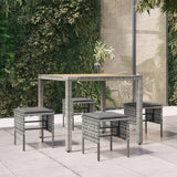 vidaXL Tuinvoetenbanken 4 st met kussens poly rattan zwart