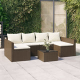 vidaXL 2-delige Loungeset met kussens poly rattan bruin