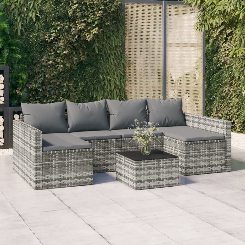 vidaXL 2-delige Loungeset met kussens poly rattan bruin