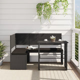 vidaXL Tuinbank met tafel en kussens L-vormig poly rattan bruin