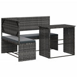 vidaXL Tuinbank met tafel en kussens L-vormig poly rattan bruin