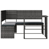 vidaXL Tuinbank met tafel en kussens L-vormig poly rattan bruin