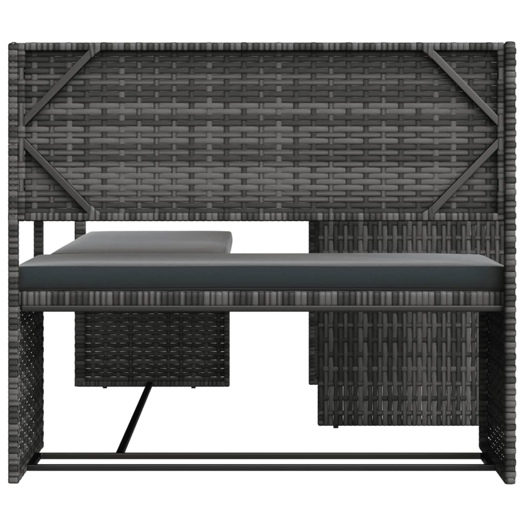vidaXL Tuinbank met tafel en kussens L-vormig poly rattan bruin