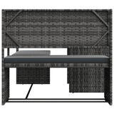 vidaXL Tuinbank met tafel en kussens L-vormig poly rattan bruin