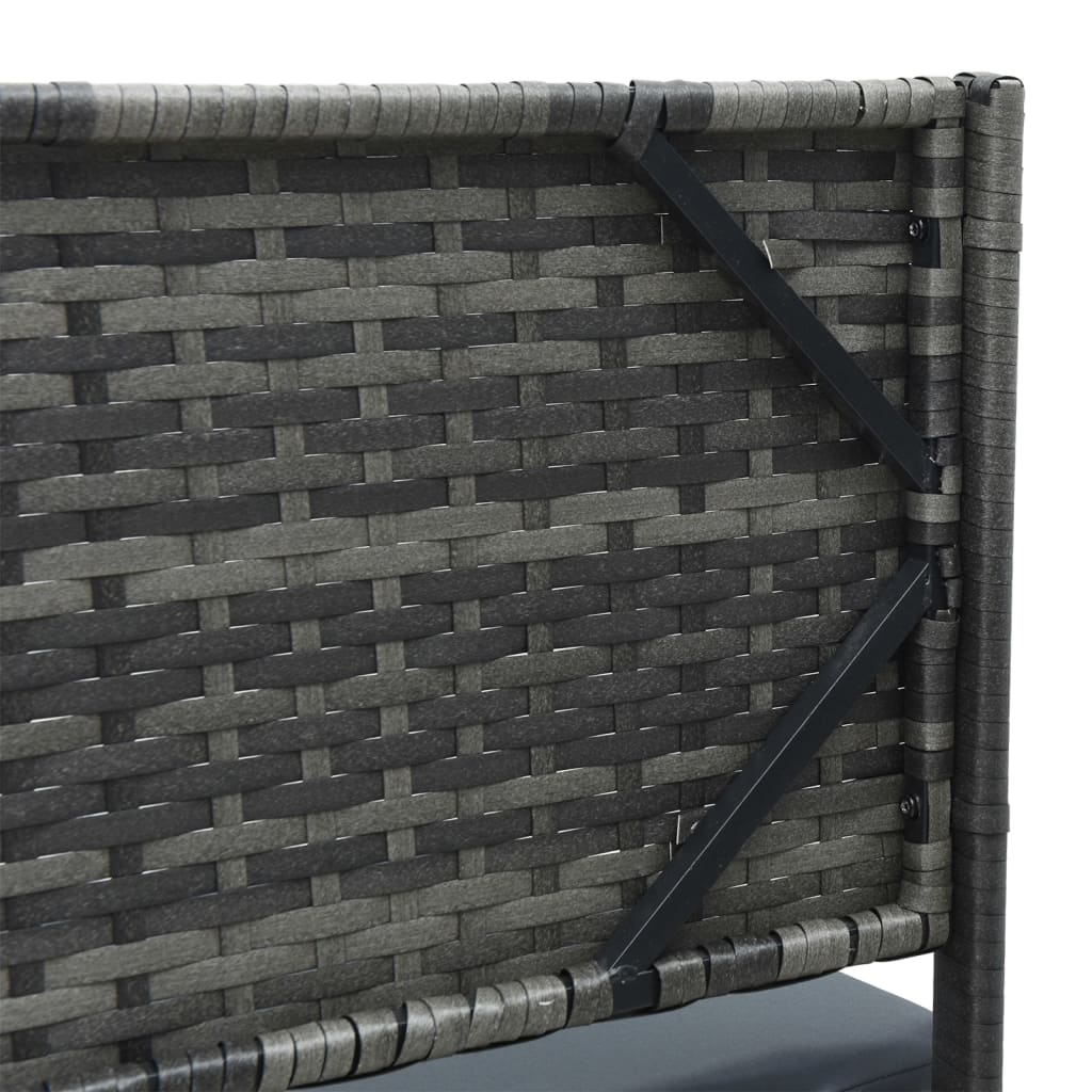 vidaXL Tuinbank met tafel en kussens L-vormig poly rattan bruin