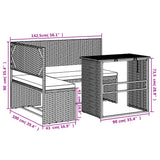 vidaXL Tuinbank met tafel en kussens L-vormig poly rattan bruin