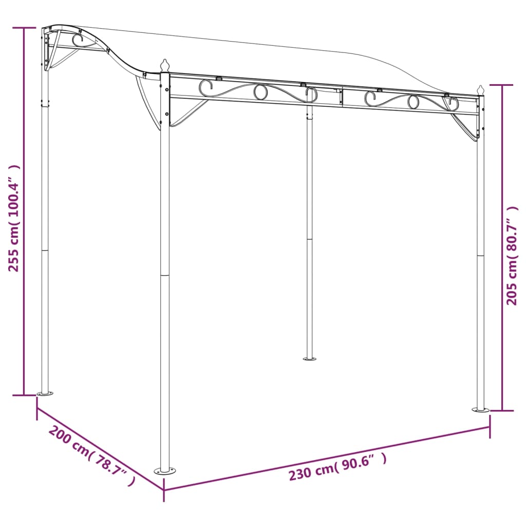 vidaXL Luifel 2x2,3 m 180 g/m² stof en staal crèmekleurig