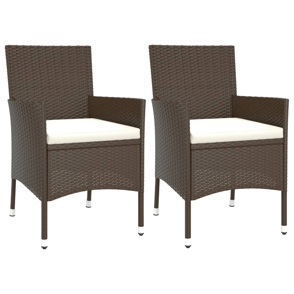 vidaXL Tuinstoelen met kussens 2 st bruin poly rattan (alleen VK/IE/FI/NO)