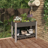vidaXL Raised Planter with Shelf 50x50x90 cm HKC Grey