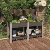 vidaXL Raised Planter with Shelf 50x50x90 cm HKC Grey