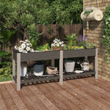 vidaXL Raised Planter with Shelf 50x50x90 cm HKC Grey