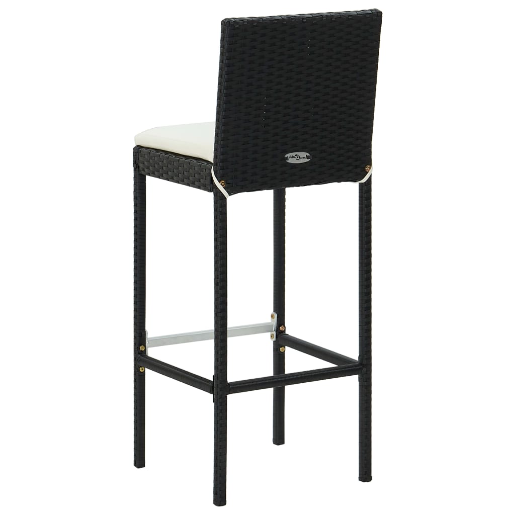 vidaXL Barkrukken 6 st met kussens poly rattan zwart