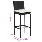 vidaXL Barkrukken 6 st met kussens poly rattan zwart