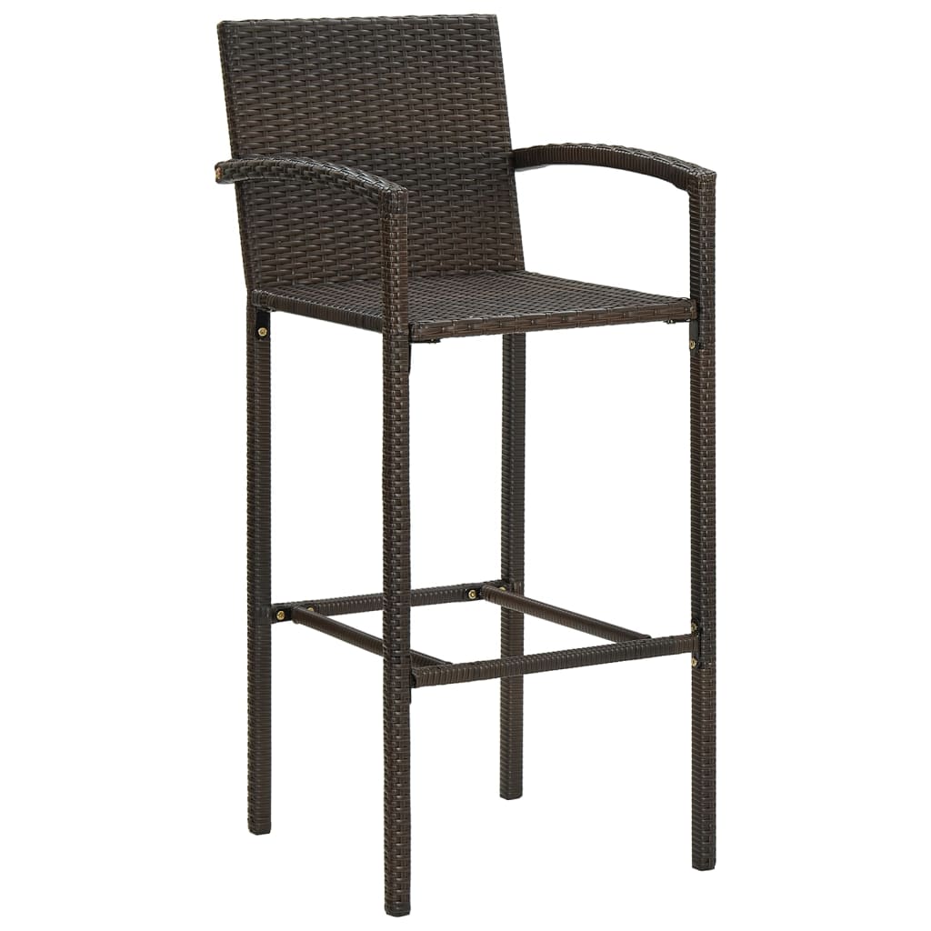 vidaXL Barkrukken 2 st poly rattan bruin