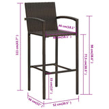 vidaXL Barkrukken 2 st poly rattan bruin