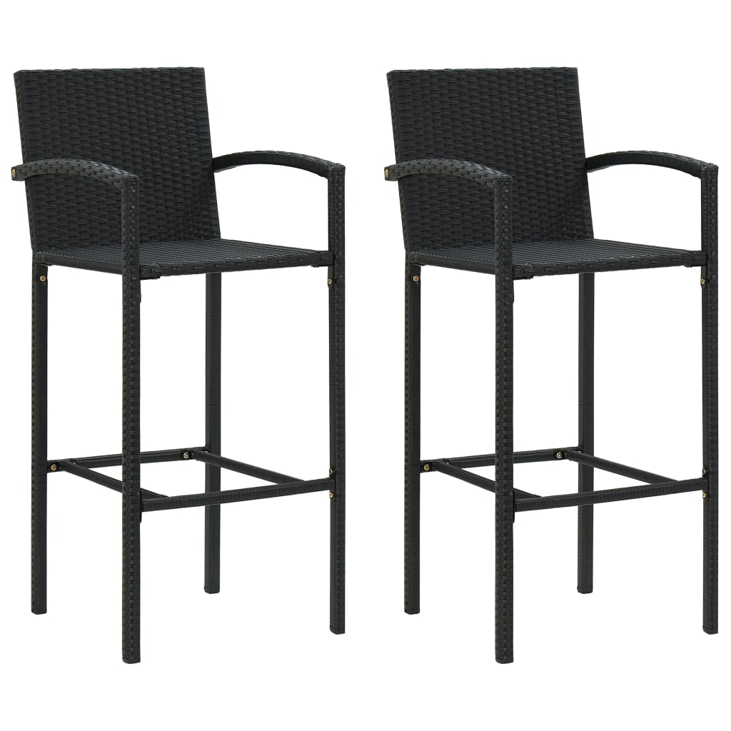 vidaXL Barkrukken 2 st poly rattan bruin