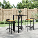 vidaXL Bartafel met glazen blad 70x70x110 cm poly rattan zwart