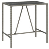 vidaXL Bartafel met glazen blad 70x70x110 cm poly rattan zwart