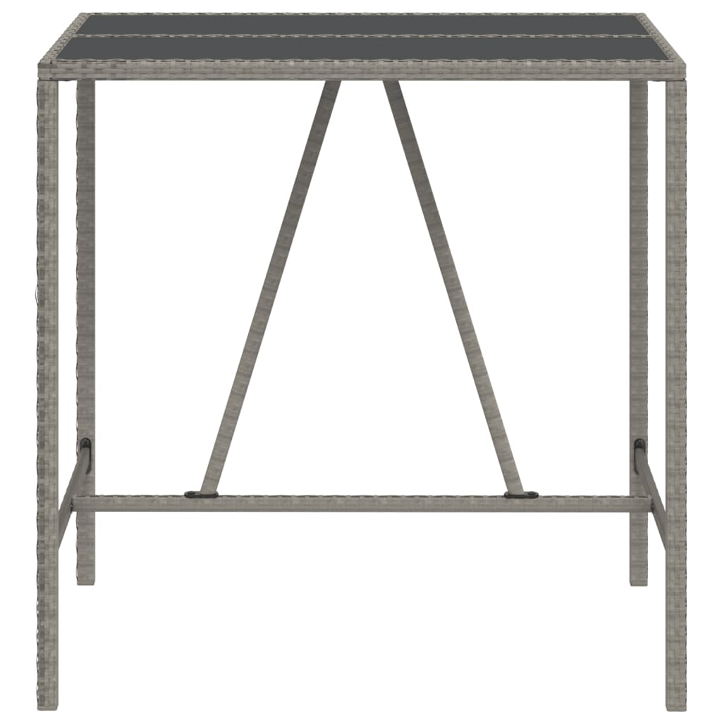 vidaXL Bartafel met glazen blad 70x70x110 cm poly rattan zwart