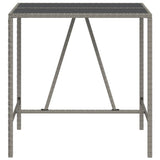 vidaXL Bartafel met glazen blad 70x70x110 cm poly rattan zwart