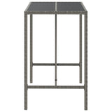 vidaXL Bartafel met glazen blad 70x70x110 cm poly rattan zwart