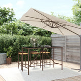 vidaXL Bartafel met glazen blad 70x70x110 cm poly rattan zwart