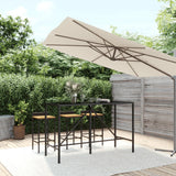 vidaXL Bartafel met glazen blad 70x70x110 cm poly rattan zwart