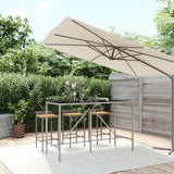 vidaXL Bartafel met glazen blad 70x70x110 cm poly rattan zwart