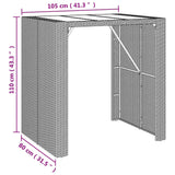 vidaXL Bartafel met glazen blad 105x80x110 cm poly rattan bruin